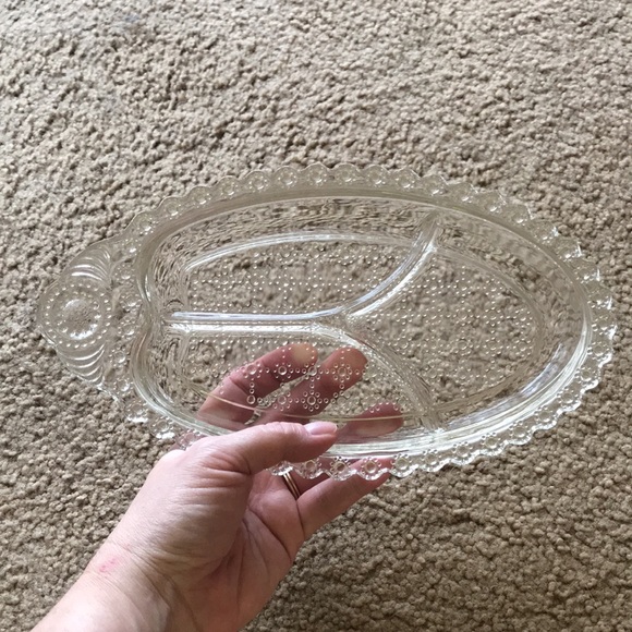 Vintage HAZEL ATLAS 3-Part Relish Dish Jewel Pattern - Picture 8 of 13